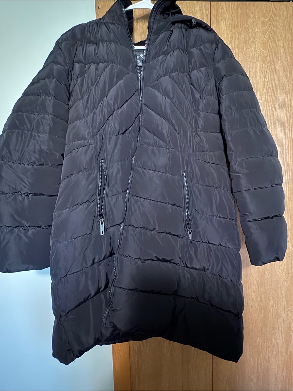 Kenneth Cole Black Quilted Long Puffer Coat